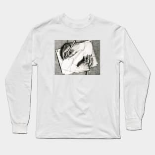 Two Hands Drawing Xilography Long Sleeve T-Shirt